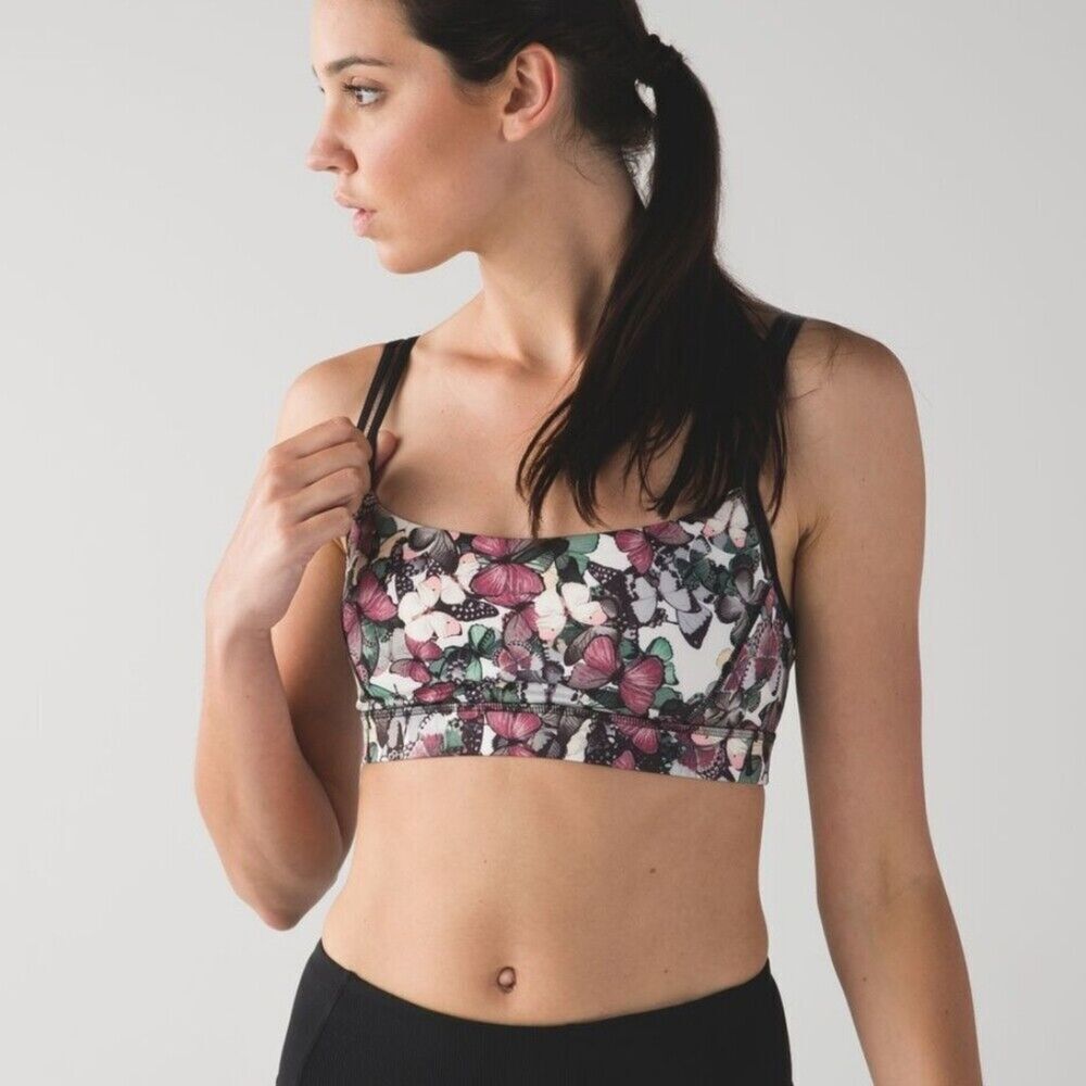 Lululemon Straight Up Bra So Fly Butterfly Multi/Black/Mink Berry, Size 6